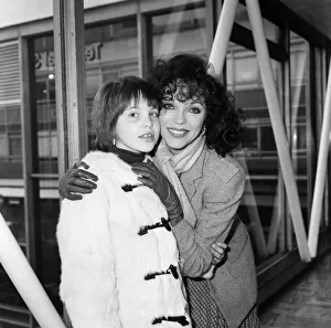 01315 Prints: Joan Collins at Heathrow Airport with her daughter Katyana after a holiday in the Bahamas