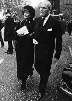 Images Dated 18th November 1983: Joan Plowright Actress with Actor Lord Olivier at the memorial service of Actor Sir Ralph