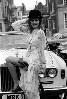 Joanna Lumley stars as Purdy in New Avengers 1976 poses in front of Silver shadow