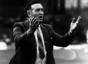 Spor Prints: Jock Stein after collapsing on touchline at Cardiffs Ninian Park at the end of the 1-1