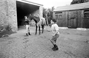 Jockey Billy Ellison training in the stable yard. November 1969 Z11023-004