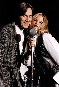 Joe McGann actor and MTV presenter Rebecca Deruvo sing old Bill Withers classic Aint No