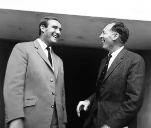 00273 Prints: Joe Mercer manager of Manchester City shares a joke with his new assistant manager