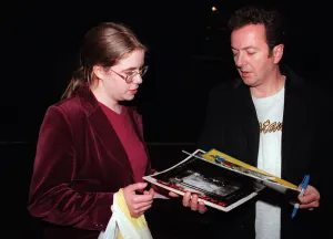 Joe Strummer outside Glasgow Barrowlands November 1999