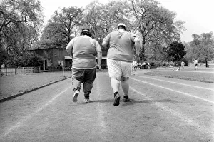 Jogger-nauts: John Robinson sports writer with Colin Taylor jogging in Battersea Park