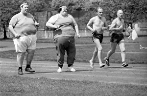 Jogger-nauts: John Robinson sports writer with Colin Taylor jogging in Battersea Park