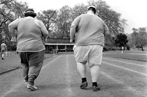 Jogger-nauts: John Robinson sports writer with Colin Taylor jogging in Battersea Park
