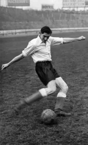 John Atyeo, England and Bristol City inside right in action