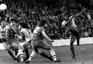 00240 Prints: John Barnes of Watford bends the ball around the Chelsea defence for a shot at goal