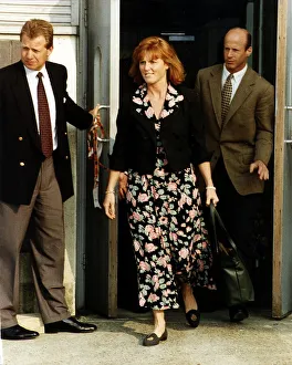John Bryan Millionaire Businessman and the Duchess of York Sarah Ferguson leave by a back