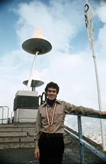 John Curry Ice Skater with his Olympic Gold medal February 1976 at the 1976 Winter