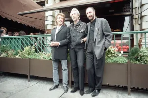 John Entwistle, Pete Townshend and singer Roger Daltrey of The Who rock group pat