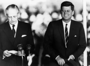 President Prints: John F Kennedy US President and Harold MacMillan 1961 British Prime Minister