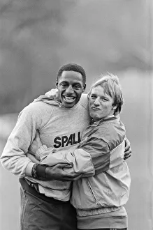 Tracksuit Prints: John Fashanu (left), pictured during a training session for Wimbledon Football Club