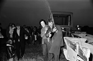 Agriculture Prints: John Frisby celebrates completing his ploughing record at Odd House Farm, Leicestershire