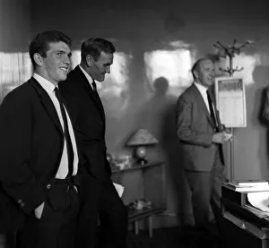 John Giles about to signs for Leeds United September 1963 with Matt Busby Manager