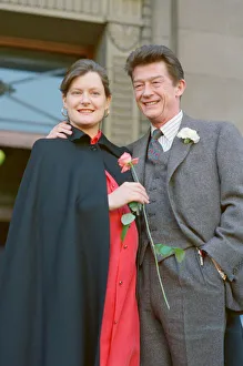 John Hurt marries Jo Dalton at Marylebone Town Hall in London