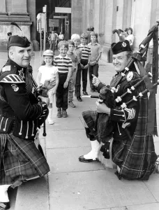 John (left) and Fred Redpath outside the Central Station in Newcastle in March 1981