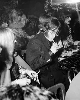 John Lennon attends Quorum fashion show at Revolution club with George Harrison to see