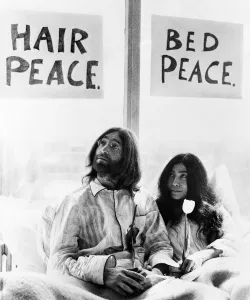 Demonstration Prints: John Lennon in bed with Yoko Ono at the Hilton Hotel Amsterdam during their week long Bed