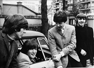 Groupshot Prints: John Lennon passes his driving test in Weybridge Paul McCartney Ringo Starr