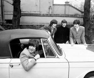 John Lennon passes his driving test in Weybridge Paul McCartney Ringo Starr