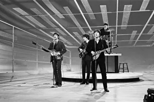Group Shot Prints: John Lennon Paul McCartney George Harrison and Ringo Starr rehearse their appearance