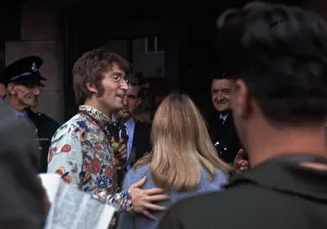 John Lennon and his wife Cynthia attend an International Meditation Society meeting