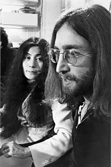 John Lennon and Yoko Ono picture together in The Beatles Apple Office in Savile Row
