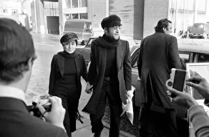 Race Issues Prints: John Lennon and Yoko pictured on the roof of Black House in Holloway Road, with Michael X