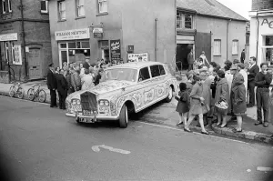 John Lennons psychedelically painted Rolls-Royce leaves the car paint shop of J. P