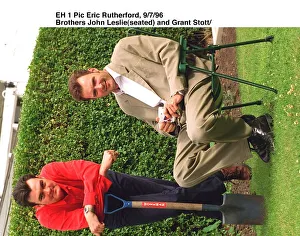 John Leslie TV Presenter and his brother Grant Stott in garden A©mirrorpix