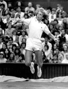 John Lloyd in action during tennis match - June 1981 25 / 06 / 1981