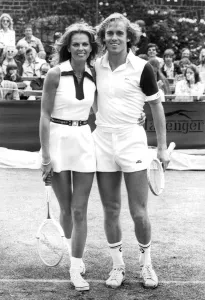 John Lloyd and Anthea Forsyth at charity tennis match - June 1978 26 / 06 / 1978