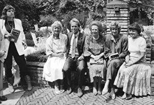 John Lloyd and Chris Evert with Margaret Thatcher in garden - June 1985