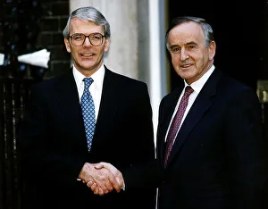 John Major MP Prime Minister shakes hands with Irish Prime Minister Albert Reynolds