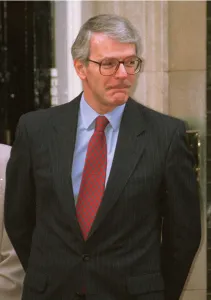 John Major outside No 10 Downing Street after having lunch with Mrs Bhutto 1994