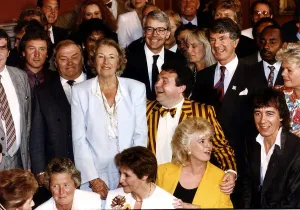 John Major Prime Minister at Downing Street party is joined by numerous celebrities
