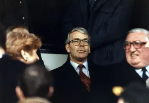 John Major Prime Minister watches Southampton v Chelsea