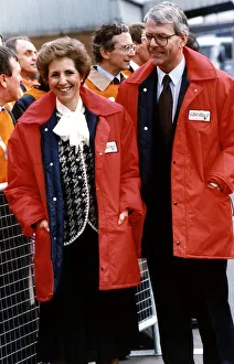 John Major Prime Minister and wife Norma in orange jackets at Charterail Goods yard in