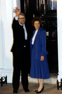John Major Prime Minister with his wife Norma outside 11 Downing Street 1990