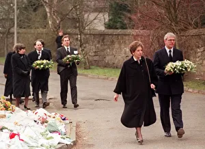 00185 Prints: John Major Prime Minister and his wife Norma walking with wreath at Dunblane Primary