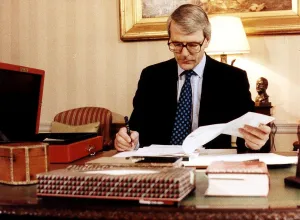 Writing Prints: John Major the Prime Minister working in his study at Number 10 Downing Street 1992