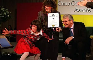 Kneeling Prints: John Major seen here with ca Court at the Child of Courage Awards 1996