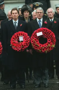 John Major and Tony Blair at Remembrance Service at the Cenotaph 1996