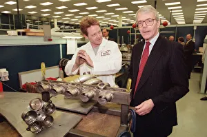01396 Prints: John Major visiting the headquarters of McLaren motor racing team during the general