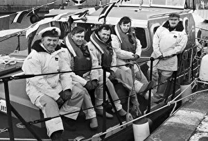 Images Dated 4th October 1990: John McDermott, coxswain of the Hoylake lifeboat with crew members Richard Martindale