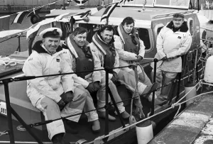 Crew Prints: John McDermott, coxswain of the Hoylake lifeboat with crew members Richard Martindale
