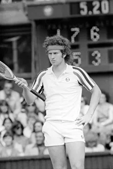 John McEnroe seen here showing his displeasure with a line call in the 1980 Wimbledon