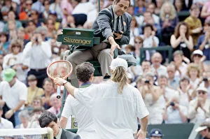 01233 Prints: John McEnroe v Andre Agassi, Wimbledon Mens Semi-Final, Lawn Tennis Club, Wimbledon